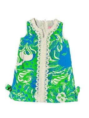Lilly Pulitzer Girls Size 3 Bright Tropical Print Summer Dress Scalloped Trim